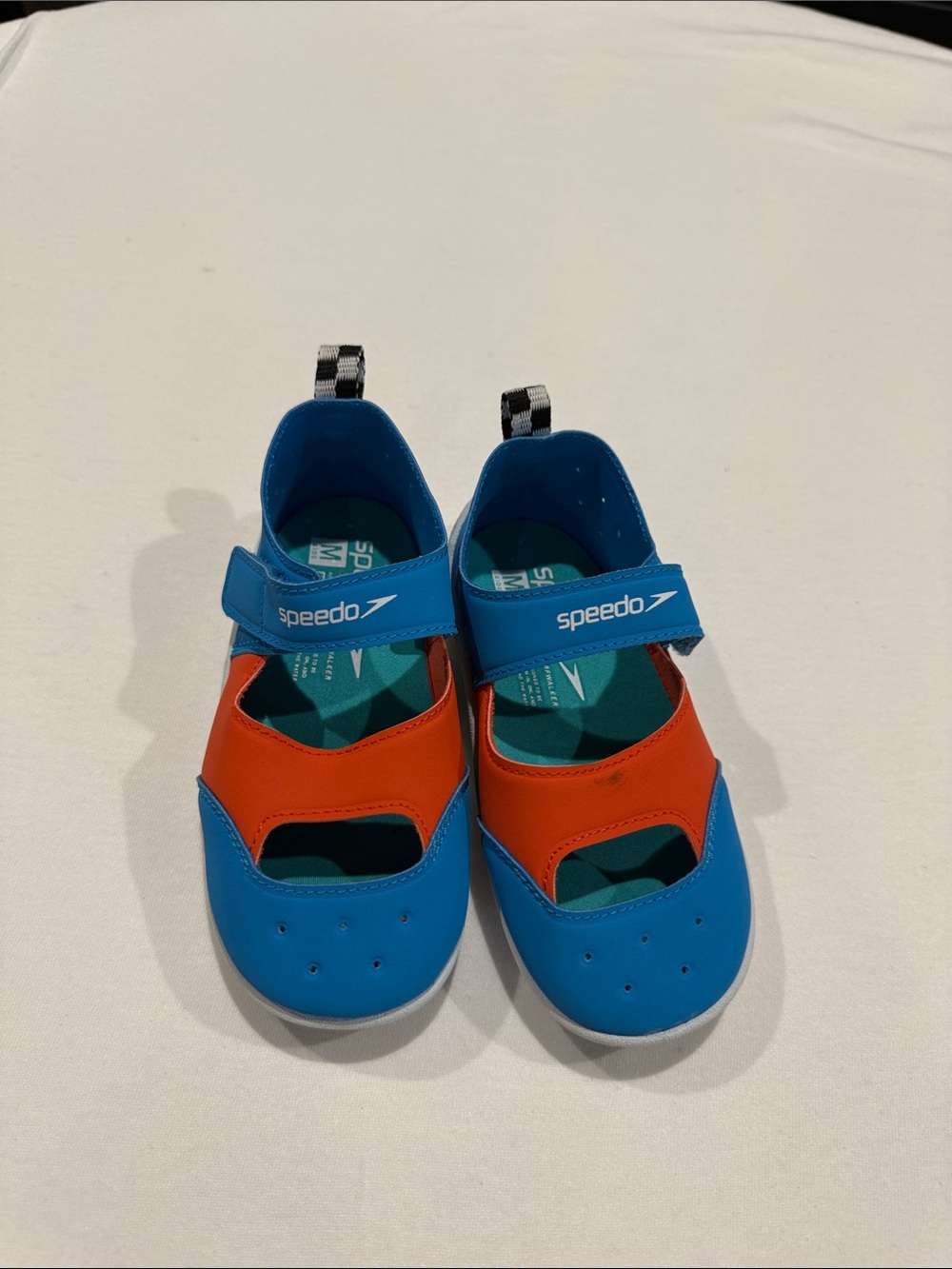 Speedo Kids Blue & Orange Slip-On Water Shoes with Velcro Strap Size 7/8